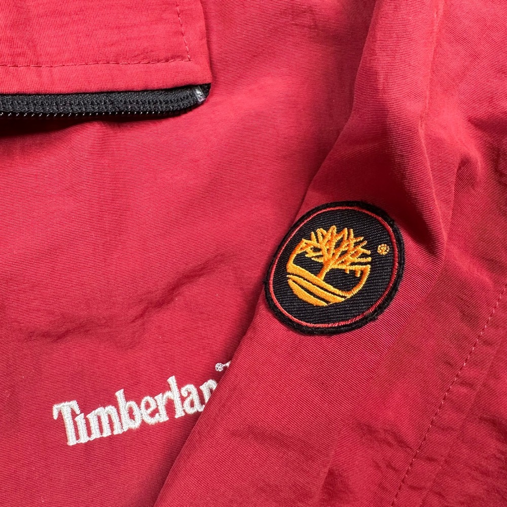 Timberland Windbreaker Jacket Mens XL Red Cream Weathergear Colorblock Zip - Picture 8 of 12